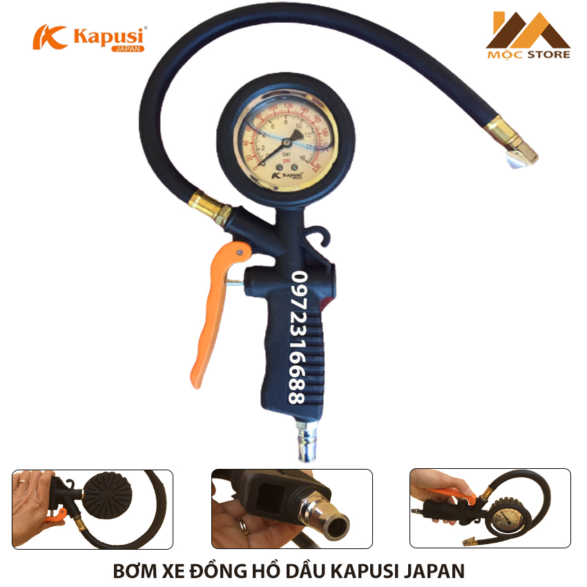 Đầu vòi bơm ô tô - xe máy - đồng hồ đo lốp xe tiêu chuẩn nhật bản