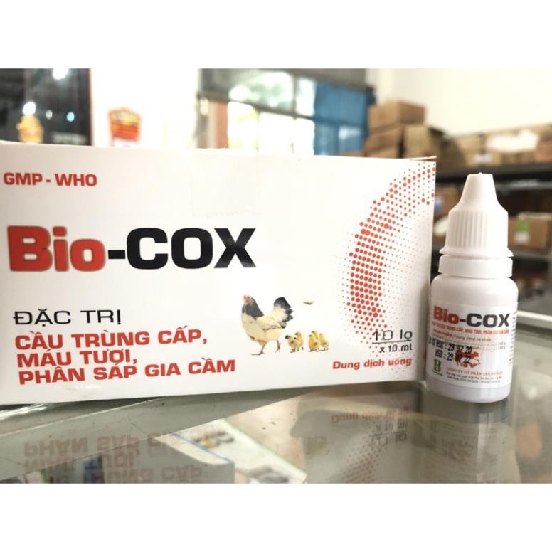 Bio cox- •lọ nhỏ miệng 10ml- cầu trùng cấp- máu tươi- phân sáp gia cầm-cầu trùng heo