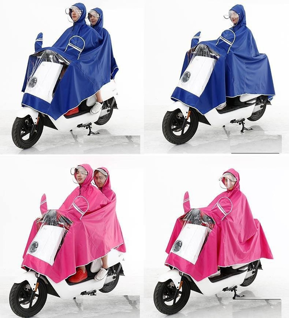 Áo Mưa Phản Quang Có Kính Che Mặt 2 Đầu Chất Liệu Dày Dặn - Chống Thấm Tốt giao màu ngẫu nhiên