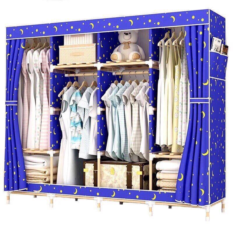 Tủ vải khung gỗ 4 buồng, tủ đựng quần áo cao cấp gdtruong37