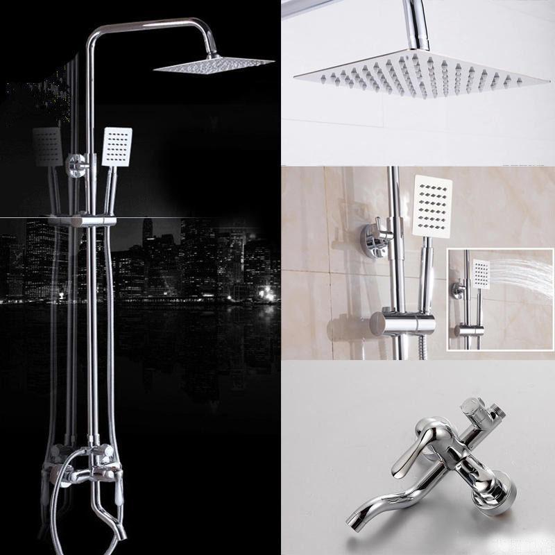 Bộ sen cây tắm đứng bát tròn NÓNG LẠNH cao cấp ninox 304 nguyên khối mạ Nickel & Crom bát vuông