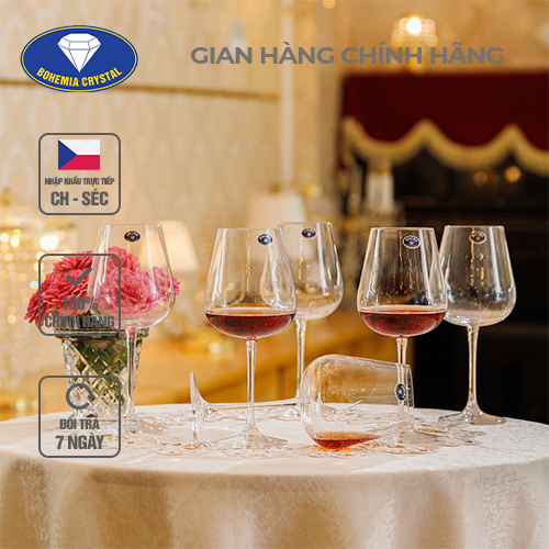 Bộ 6 ly rượu vang pha lê tiệp bohemia ly cốc uống rượu chính hãng dung tích 540ml ptl00136