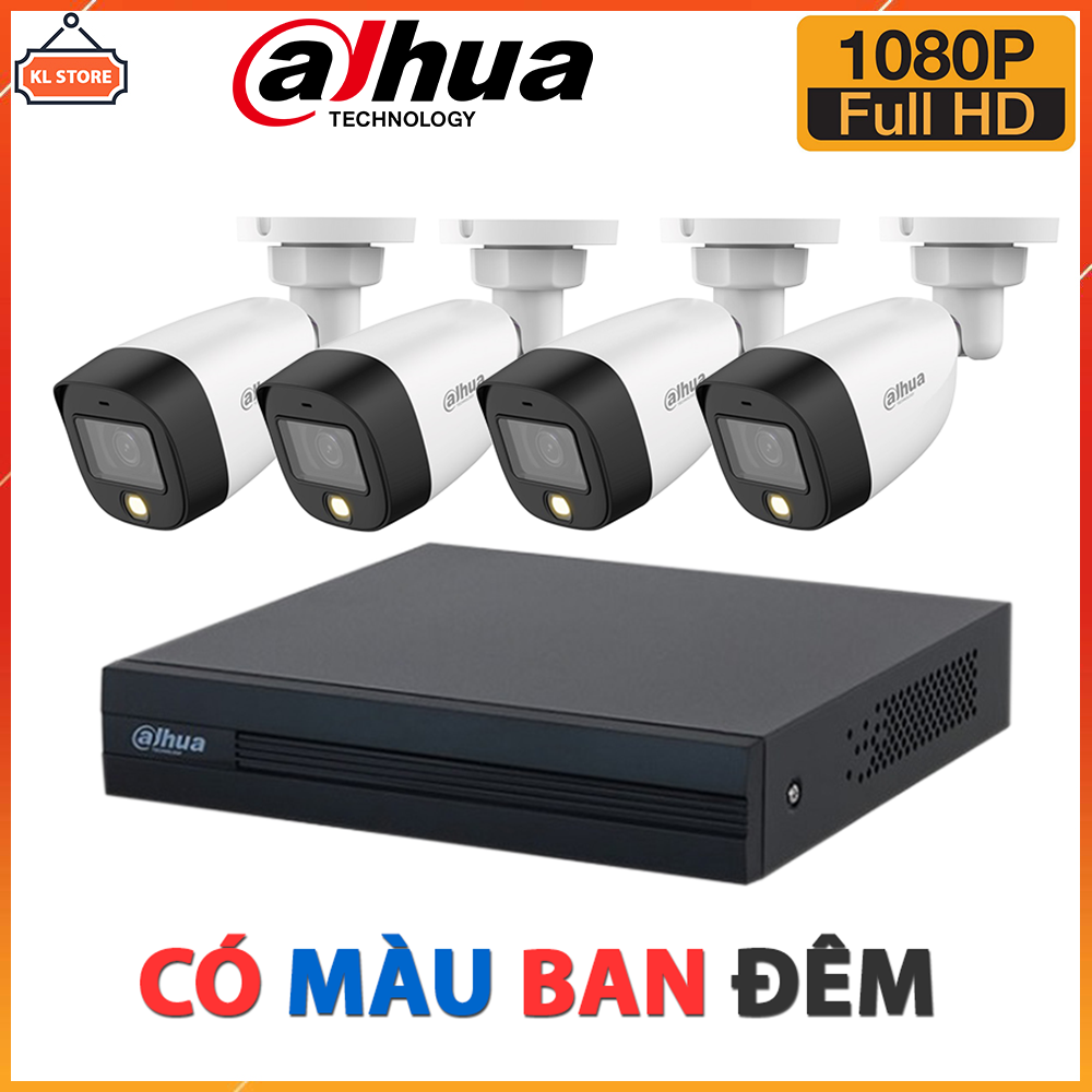 Bộ camera giám sát dahua 4 kênh 2.0mp full color quay có màu ban đêm - tron bộ camera dahua đầy đủ phụ kiện lắp đặt