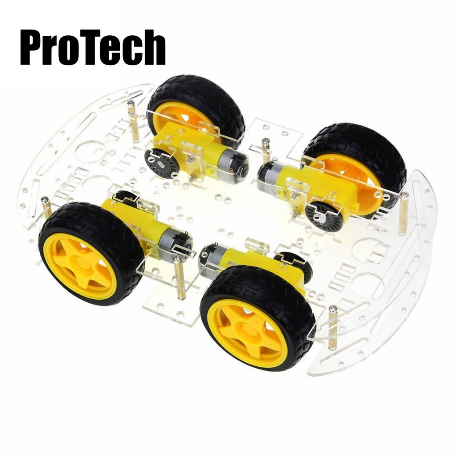Bộ đầy đủ khung xe 4 bánh 2 tầng Arduino, khung xe robot, học tập