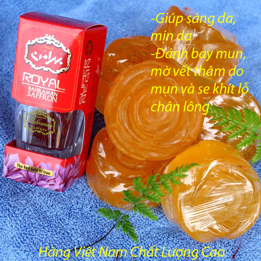 [Người Việt Dùng Hàng Việt] Xà Bông Saffron Hàng Việt Nam Dưỡng Trắng Da, Loại Bỏ Mụn, Mờ Thâm, Thơm Cơ Thể - 100% Làm Từ Thiên Nhiên