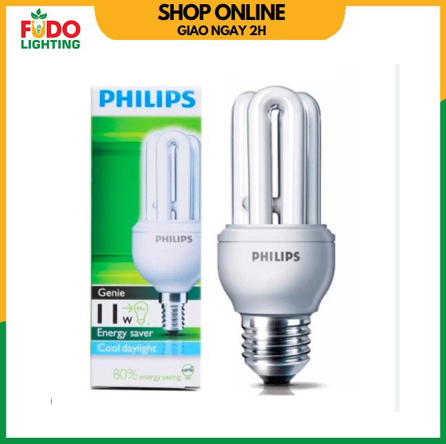 Bóng đèn compact philips 11w, 14w, 18w, 23w - 3u ánh sáng vàng.