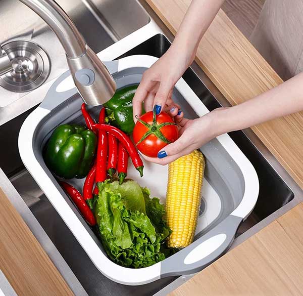 [ ĐA NĂNG ] - THỚT GẤP GỌN CÓ LỖ THOÁT ĐA NĂNG 3IN1 - BỘ THỚT KÈM CHẬU GẤP GỌN ĐA NĂNG  - SURI STORE (TPHCM)
