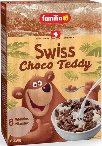 Ngũ Cốc Socola cho trẻ em hiệu Familia nhập khẩu Thụy Sĩ Choco Teddy, Jungle Crunch, choco bits 375g