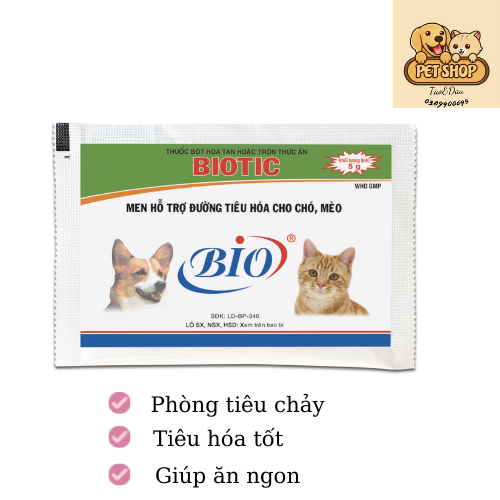 Men tiêu hóa cho chó mèo Biotic gói 5g combo 10 gói