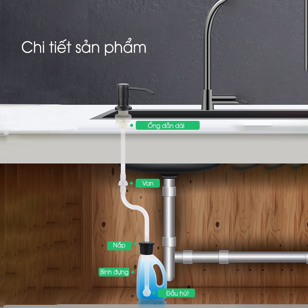 Bộ vòi xịt nước rửa bát gắn bồn rửa tiện dụng xoay 360 độ