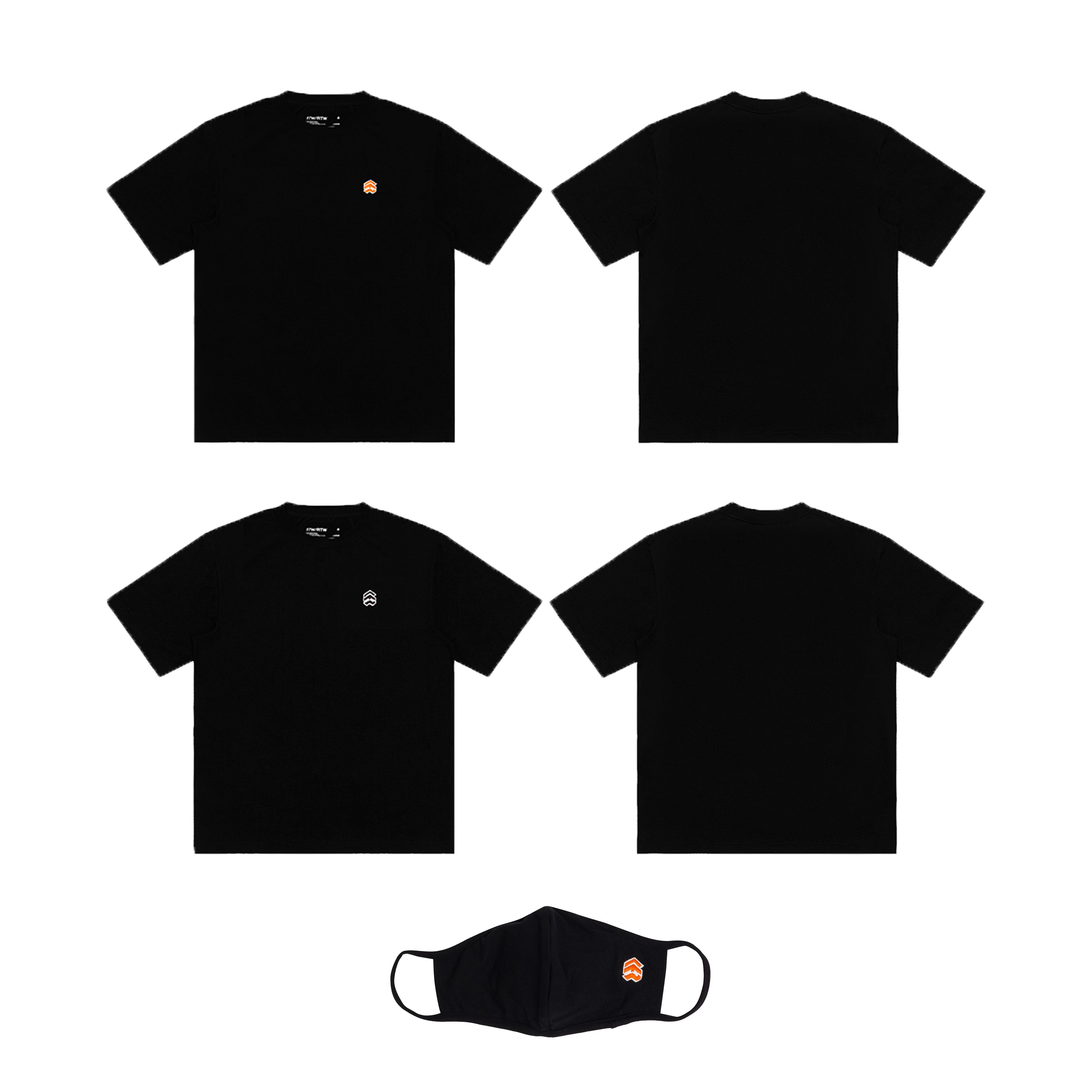 5THEWAY® 2 PACK 5TW/RTW NEW TEE™ in BLACK TEE aka  Combo 2 Áo thun 5THEWAY Tay Ngắn Form Mới Đen