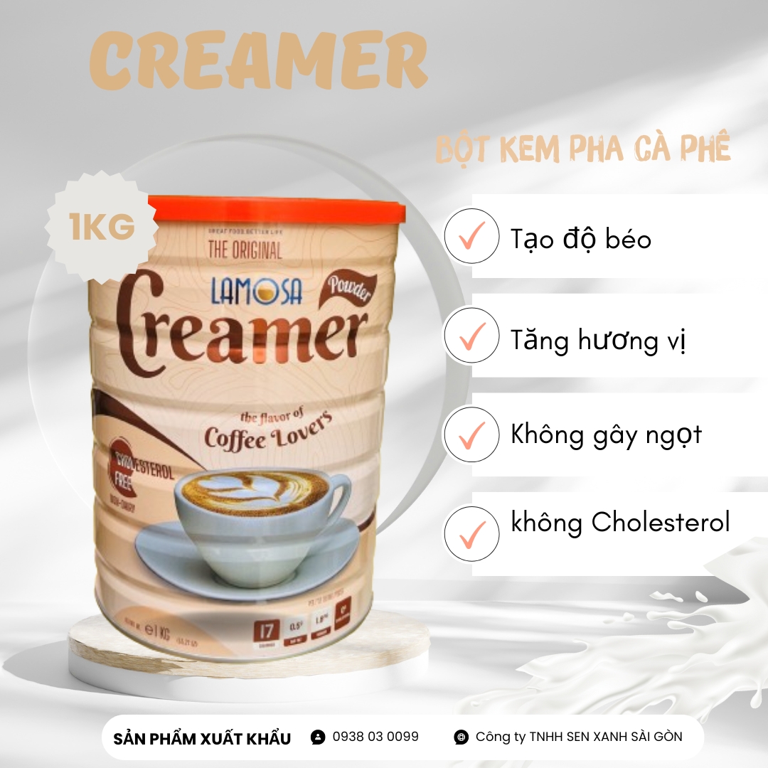 Bột Kem Pha Cà Phê Lamosa Creamer lon 1kg hàng xuát khẩu