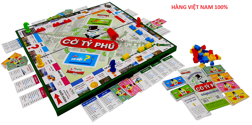 Cờ việt nam- Cờ tỷ phú việt nam- Cờ đồ chơi-Cờ Tỷ Phú Sato CỠ LỚN Thử Thách Làm Giàu,Phiên Bản Các Địa Danh Việt Nam-Legoxanh