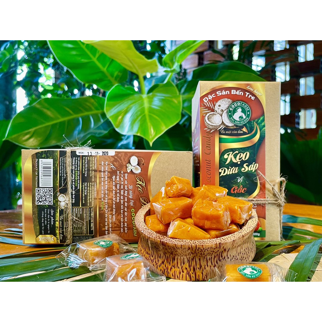 Kẹo dừa sáp cocofarm vị gấc ít đường 300g
