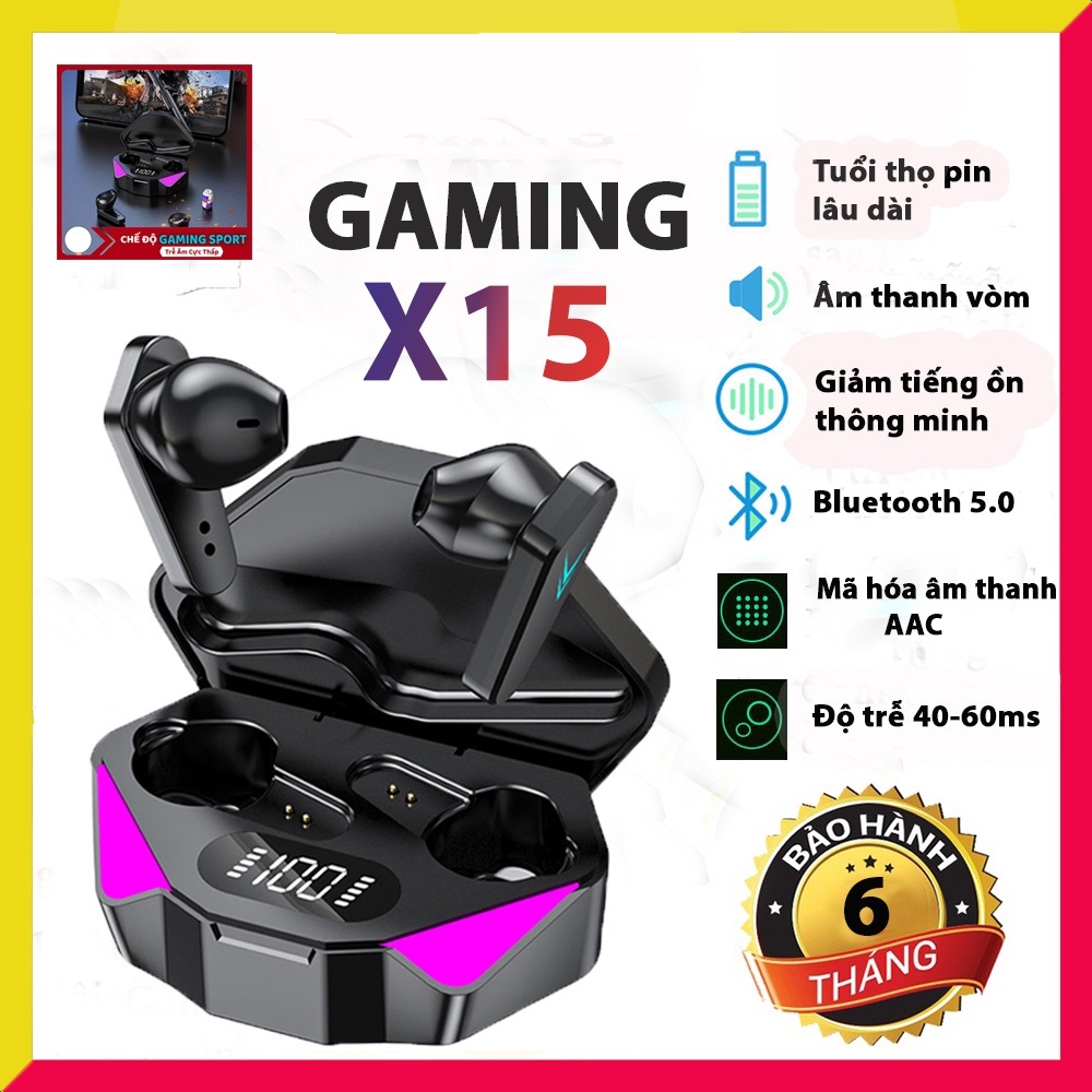 Tai nghe Bluetooth Gaming X15, tai nghe Gaming độ trễ thấp
