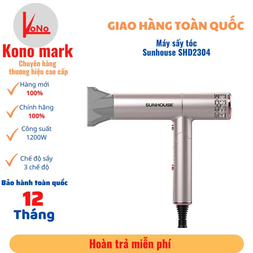 Máy sấy tóc Sunhouse SHD2304 máy sấy tóc mini cầm tay gấp gọn 1200W máy sấy hàng chính hãng bảo hành 12 tháng toàn quốc