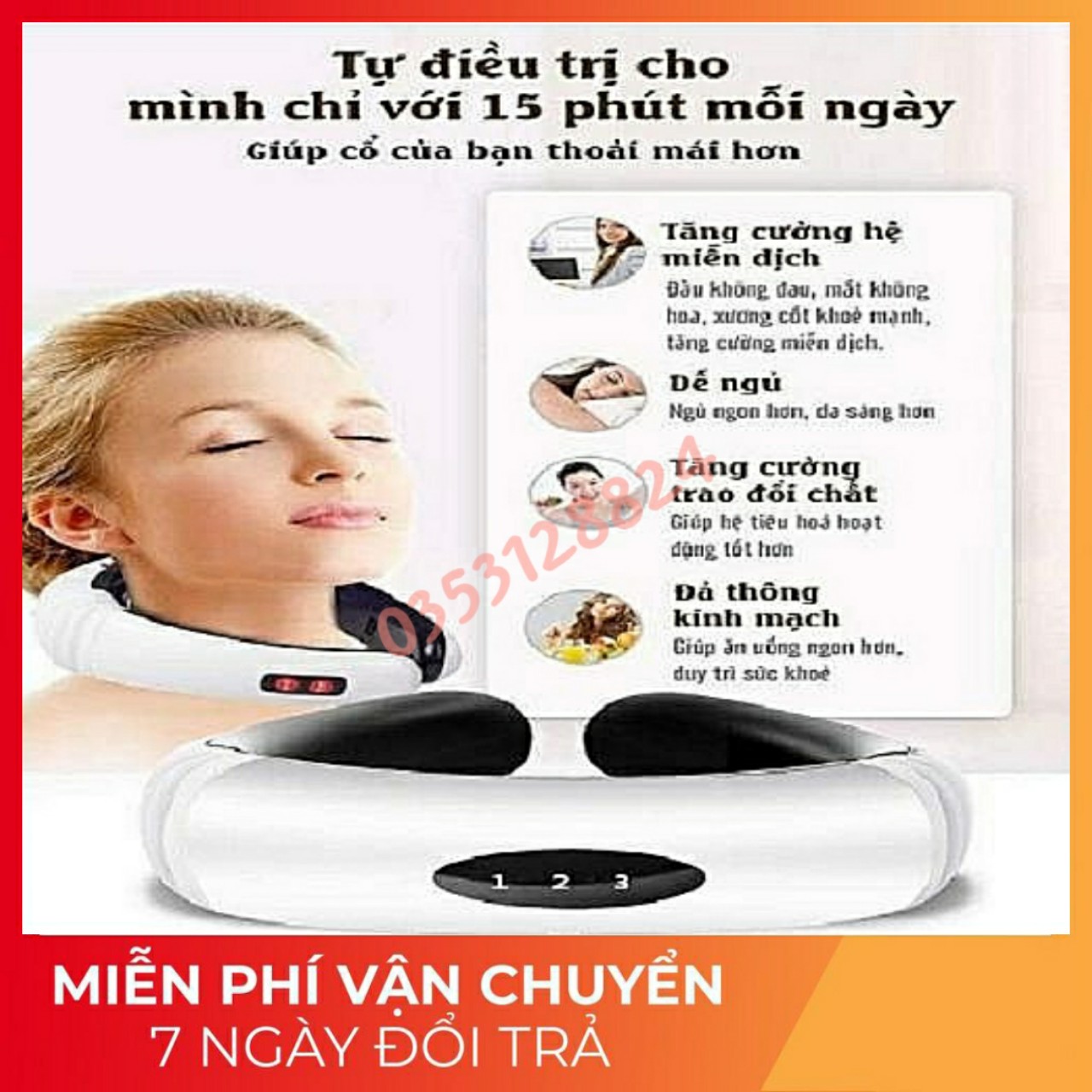 [HCM]Máy Massage Cổ Vai Gáy Máy Matxa Vai Cổ 3D - 5 Chức Năng - maymassage Máy massage cổ vai gáy Neck Massager KL-5830 bảo hàng 6 tháng
