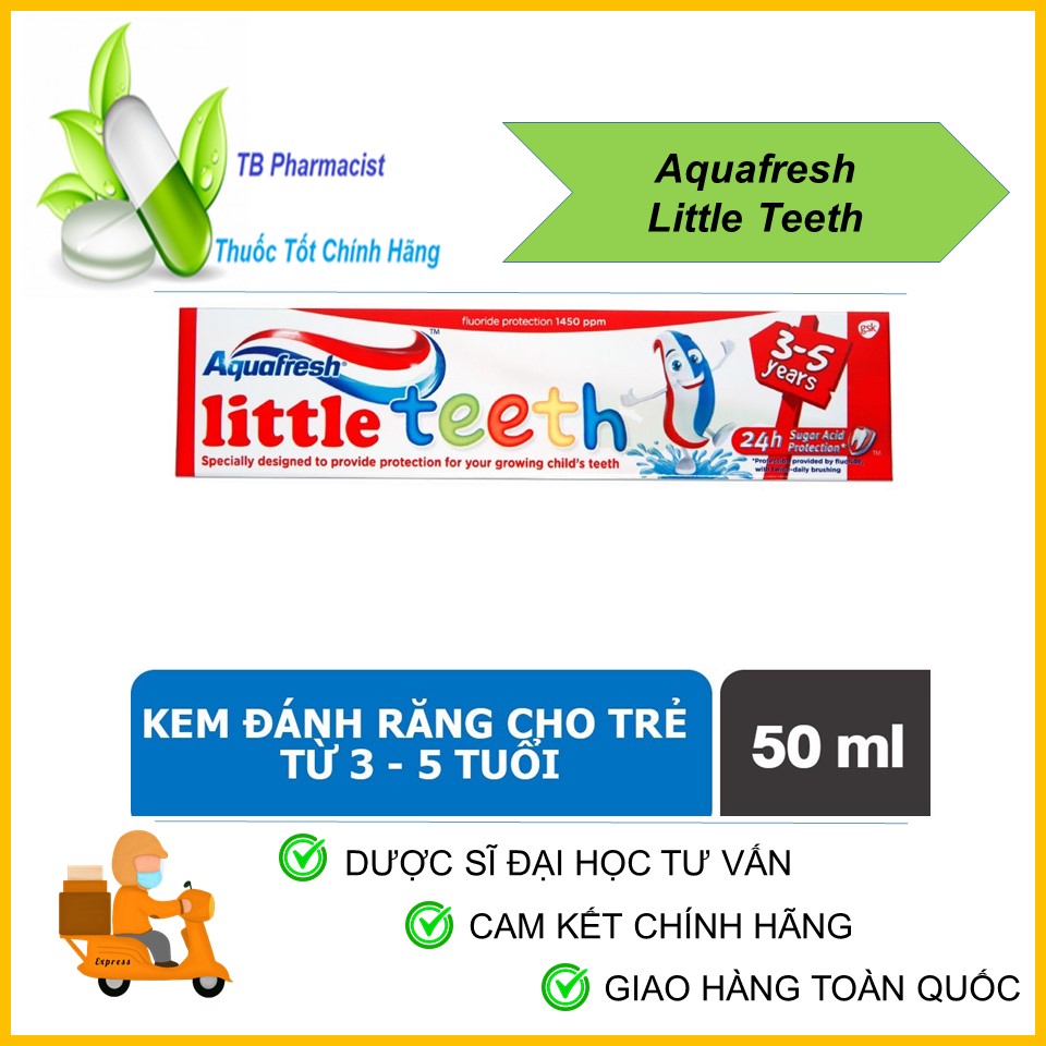 Kem đánh răng aquafresh little teeth giúp bé chắc răng, nướu khỏe, hơi thở thơm mát - dành cho trẻ từ 3-5 tuổi