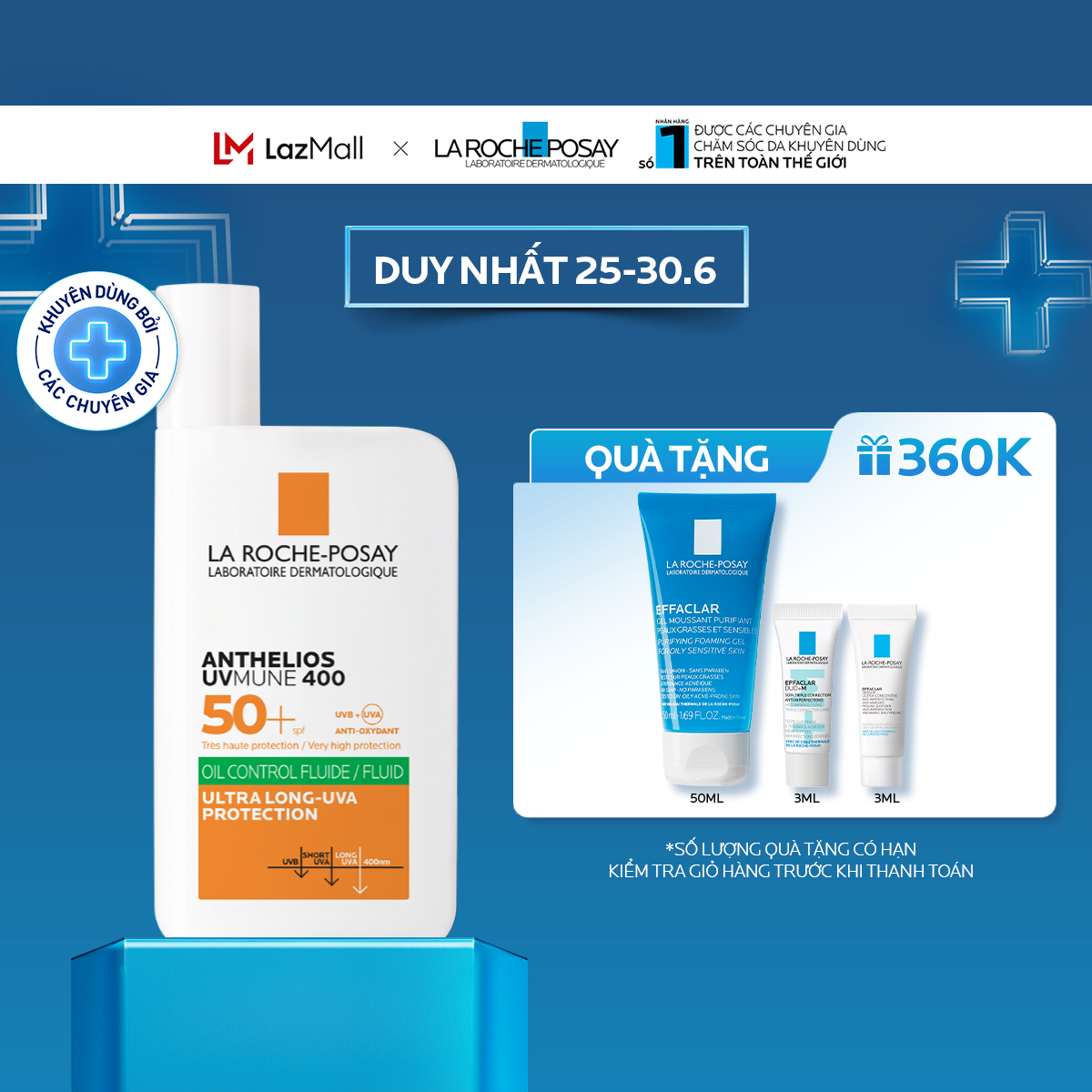 Sữa chống nắng La Roche-Posay cho da dầu mụn Anthelios UVMUNE400 Fluid 50ml