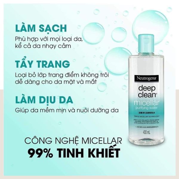 Nước tẩy trang neutrogena thanh lọc và làm sạch sâu 400ml