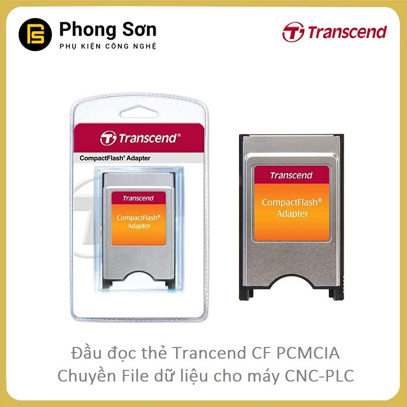 Đầu đọc thẻ nhớ CF sang PCMCIA Transcend  - CF Compact Flash PCMCIA - Dùng cho máy CNC ,PLC (Bảo Hành 12 Tháng)