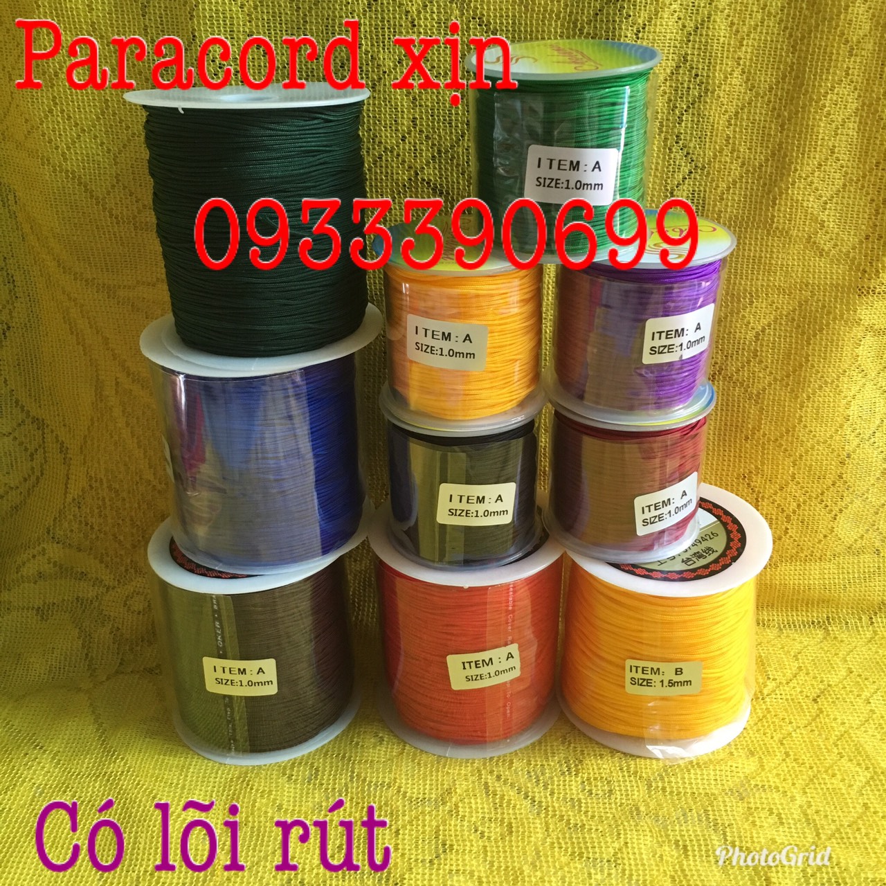 🌿🌿 1 cuộn dây dù paracord xịn size 1-2mm đan vòng tay phong thủy nam nữ có lõi rút