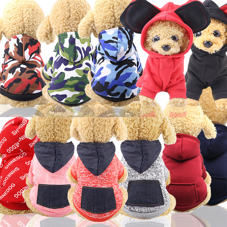Áo Hoodie dành cho chó mèo, loại trơn, rằn ri, đủ size, chất liệu nỉ ấm áp - AT10-7 (inbox chọn mẫu, size)