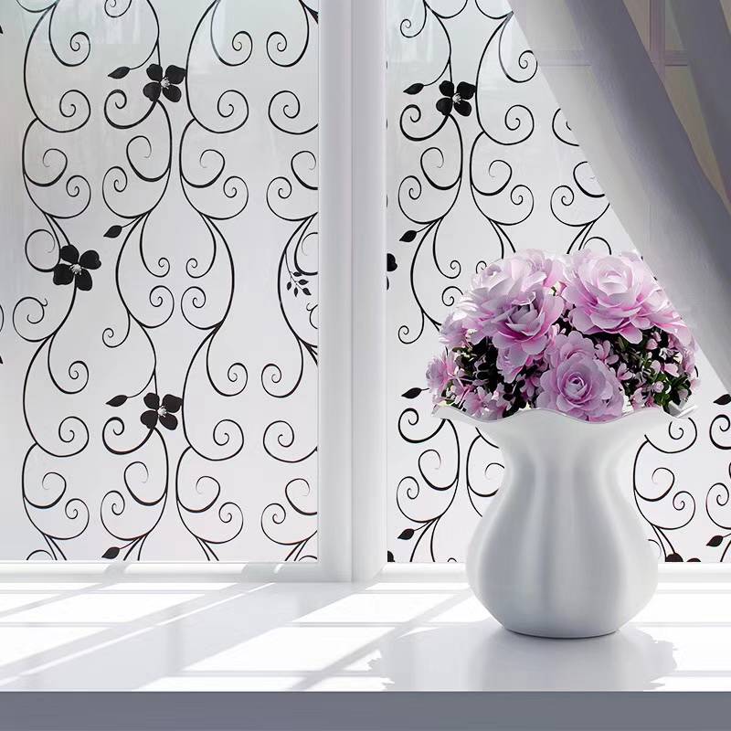 5 mét decal dán kính mờ khổ 45cm rộng có keo - hoa dây đen pk016