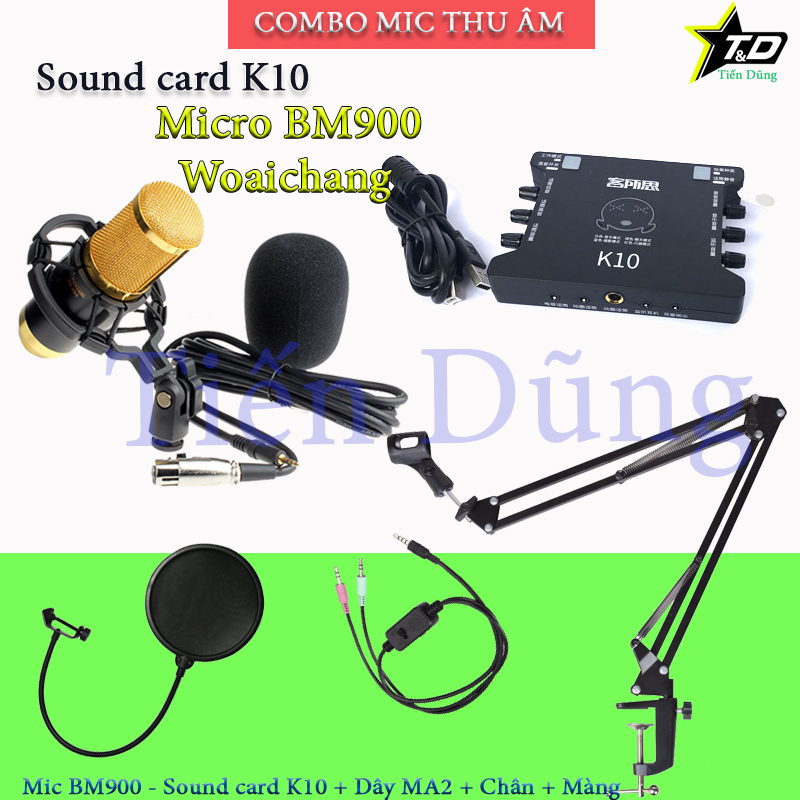 Combo bộ mic thu âm BM900 đi sound card xox k10 dây livestream MA2 chân kẹp màng lọc - Trọn bộ mic livetream thoại hát với các ứng dụng và phần mền