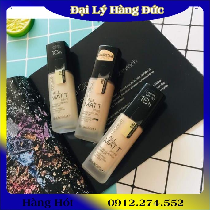 Kem nền kiềm dầu catrice all matt plus 18h mỏng mịn -nội địa đức đủ bill