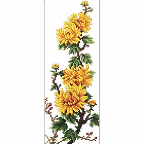 Tranh thêu chữ thập hoa cúc kt 20x40