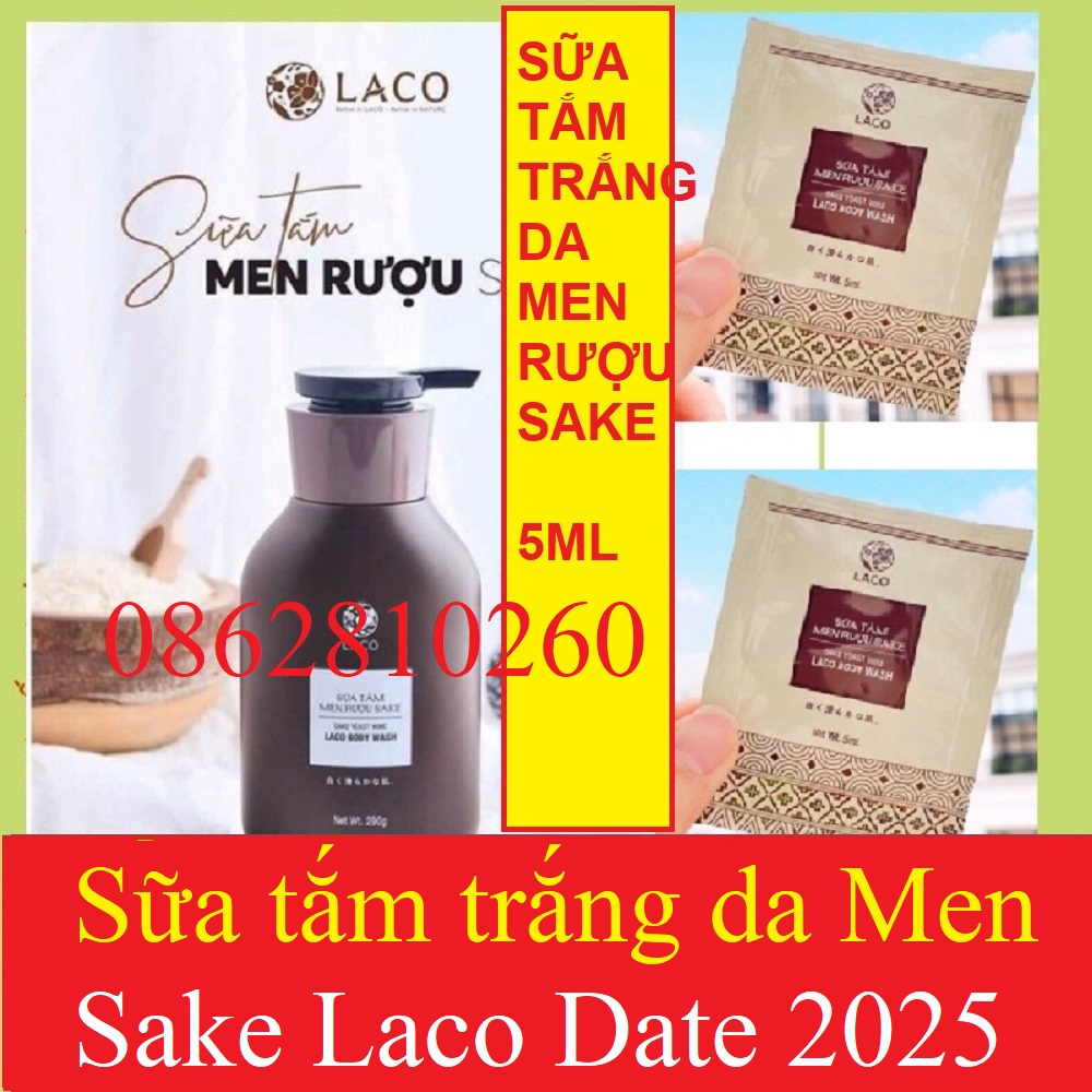 Sữa Tắm Trắng da men Rượu Sake Laco 💝💝 Sake Sữa Tắm Làm đều màu da giảm mụn lưng viêm lỗ chân lông