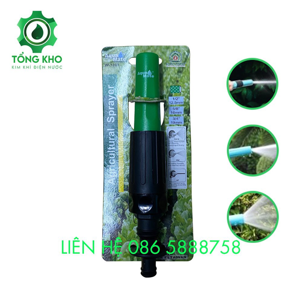 Vòi tưới cây tăng áp đa năng Aquamate - Làm bằng nhựa ABS có độ bền cao, kiểu dáng nhỏ gọn, thiết kế vòi xịt tiện dụng, dùng cho tưới cây hoặc rửa xe - Tổng kho kim khí điện nước 3201