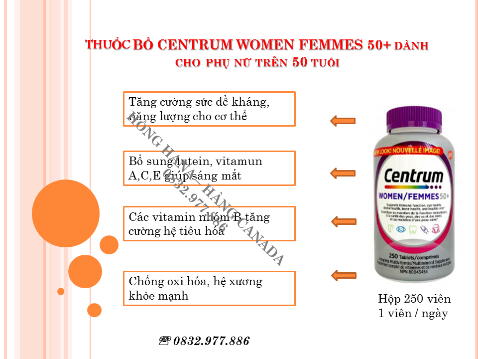 Viên uống bổ sung vitamin tổng hợp và khoáng chất dành cho phụ nữ và nam giới trên 50 tuổi - Centrum complete multivitamin & minerals