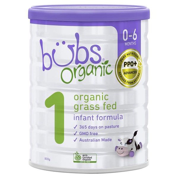 Sữa bột bò công thức hữu cơ bubs organic số 2 800gr - dành cho trẻ từ 0-6 tháng tuổi