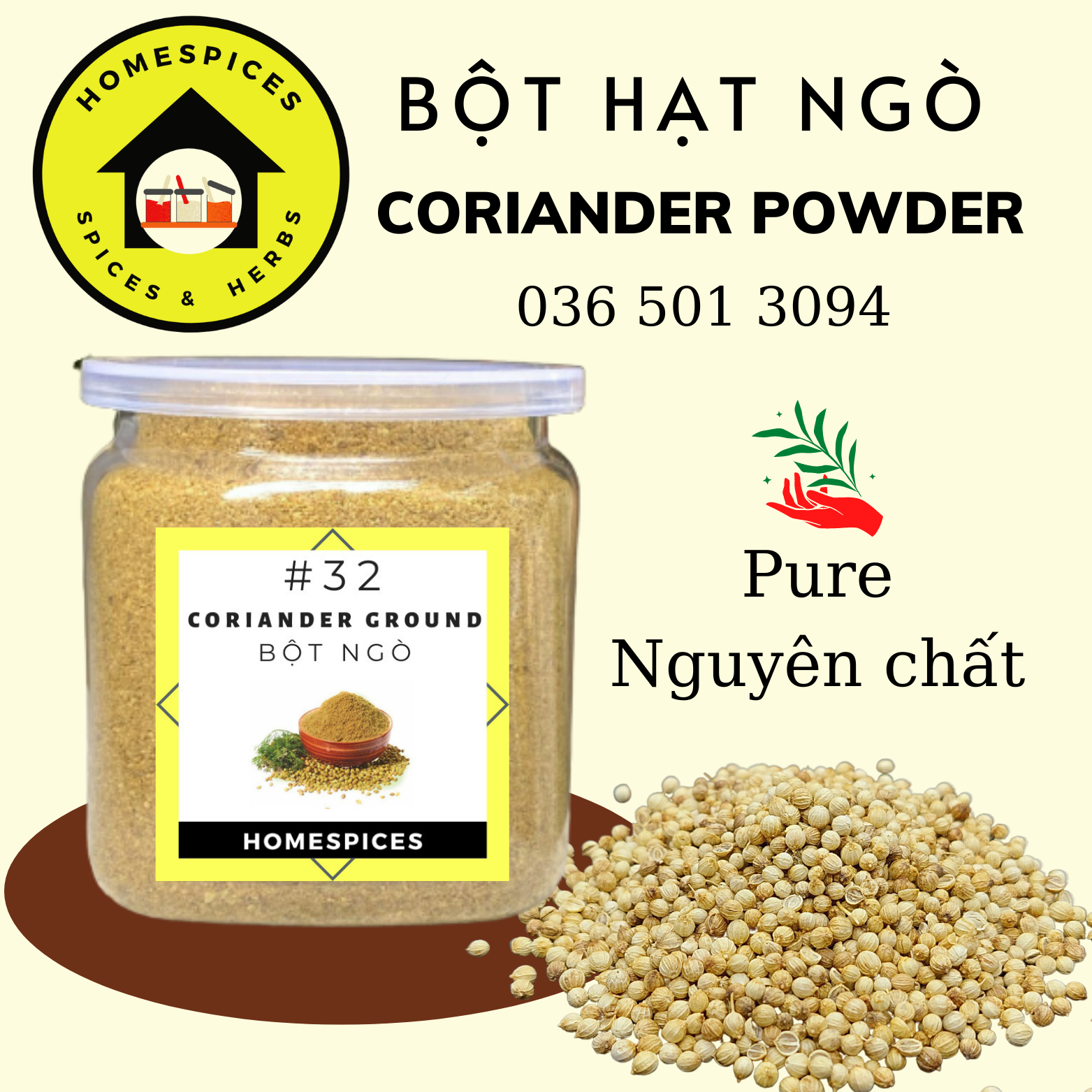 (VOUCHER FREESHIP BÊN DƯỚI) Bột ngò nguyên chất - Coriander powder ướp thị nướng kebab HOMESPICES gia vị của mọi nhà - bột hạt ngò - bột ngò tây - bột coriander - bột gia vị - gia vị nấu ăn nhà bếp - homespices - garam masala