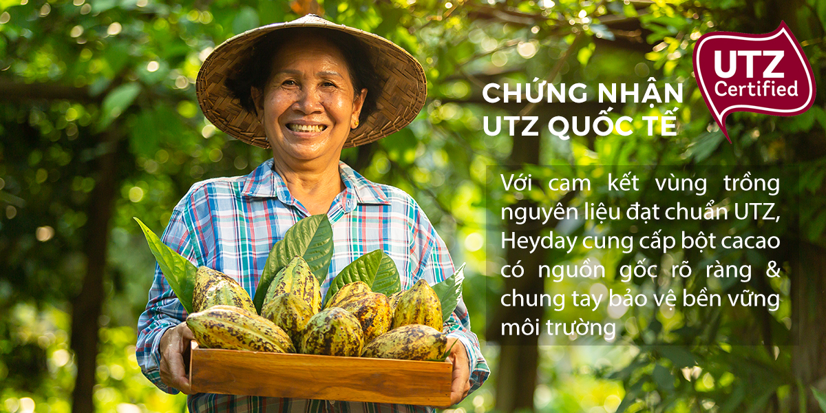 Bột cacao nguyên chất không đường Heyday - Origin 18% bơ cacao tự nhiên - Túi 500g - Chứng nhận UTZ - Hỗ trợ giảm cân - Keto - Vị socola nguyên bản - Không hương liệu, phụ gia