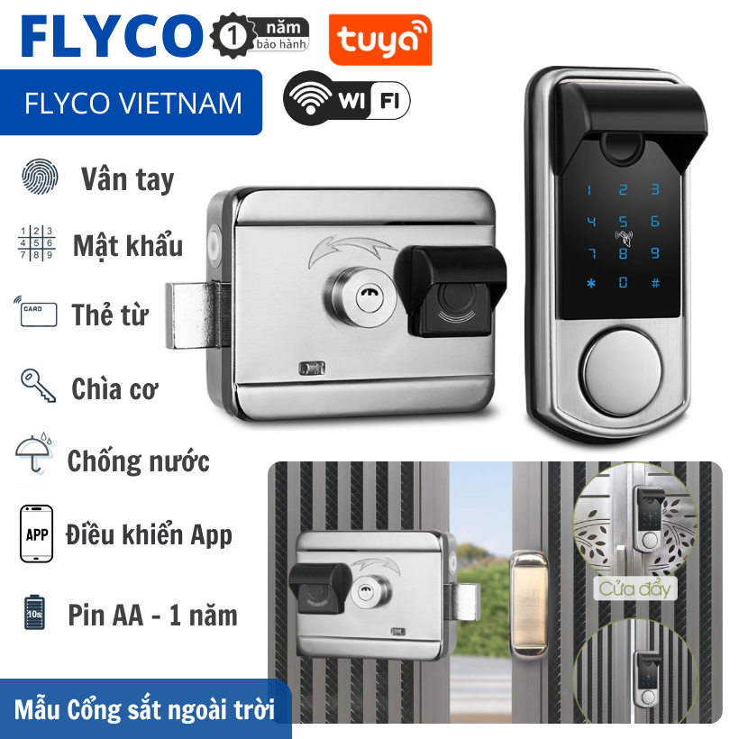2025 Khóa Cửa Cổng Vân Tay Thông Minh Vân Tay Điện Tử Flyco - BH 1 năm - Chống nước ngoài trời