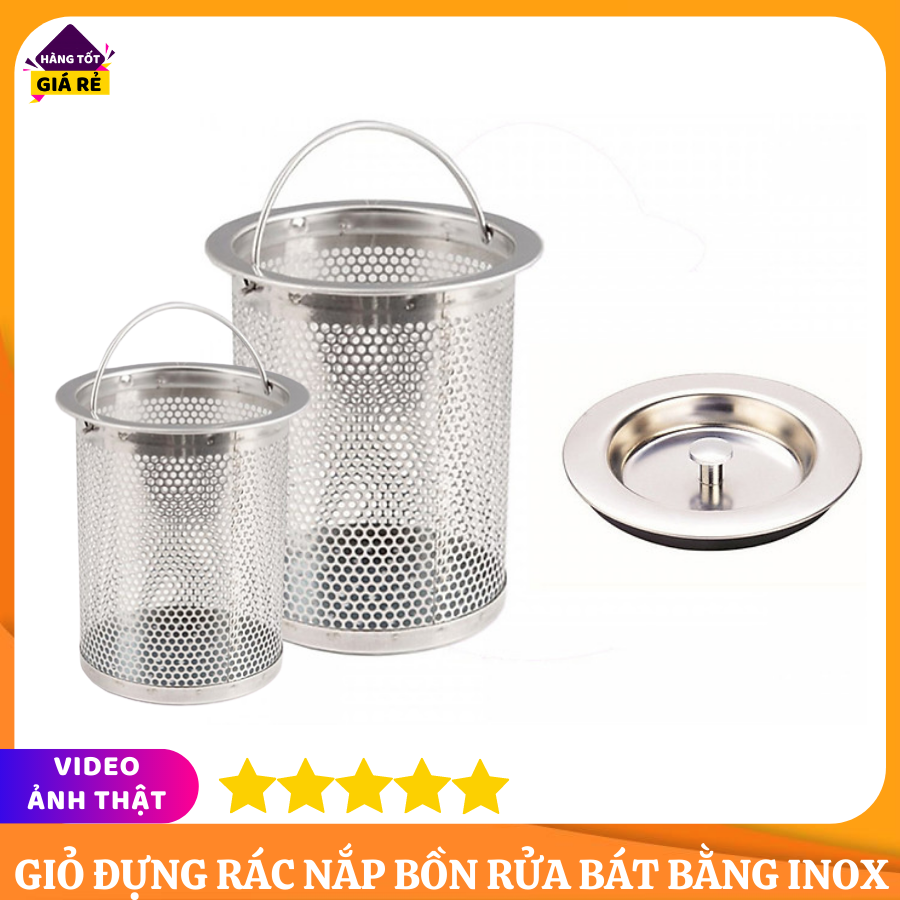 Giỏ Lọc Rác Bồn Rửa Bát Có Nắp, Inox Cao Cấp, Nhỏ Gọn, Thông Minh, Giỏ Lọc Rác Bồn Rửa Bát Có Nắp, Tiết Liệm Thời Gian, Chi Phí, Phù Hợp Với Các Loại Bồn, Chậu Rửa