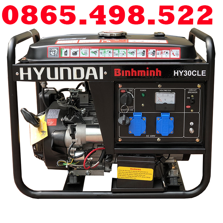 Máy phát điện hyundai chạy xăng 2.5kva-2.8kva hy30cle