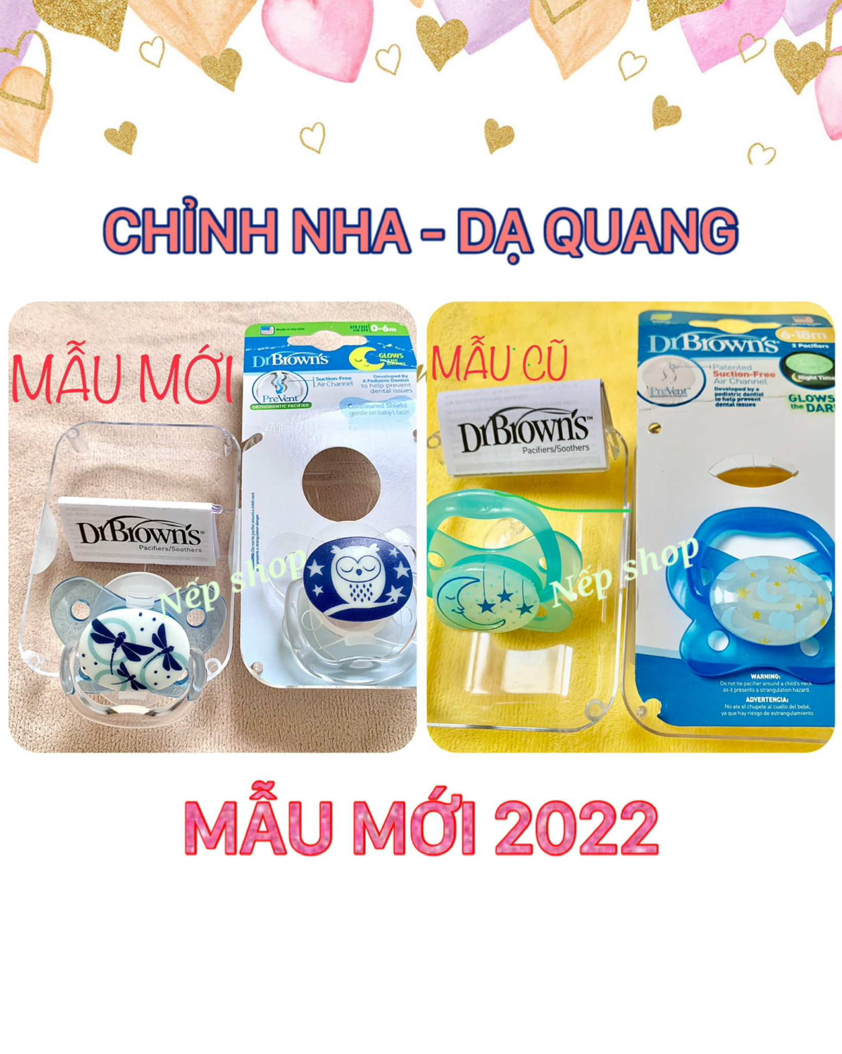 Ti giả/ty giả/ti ngậm chỉnh nha dạ quang Dr Brown 0-6 tháng & 6-18 tháng
