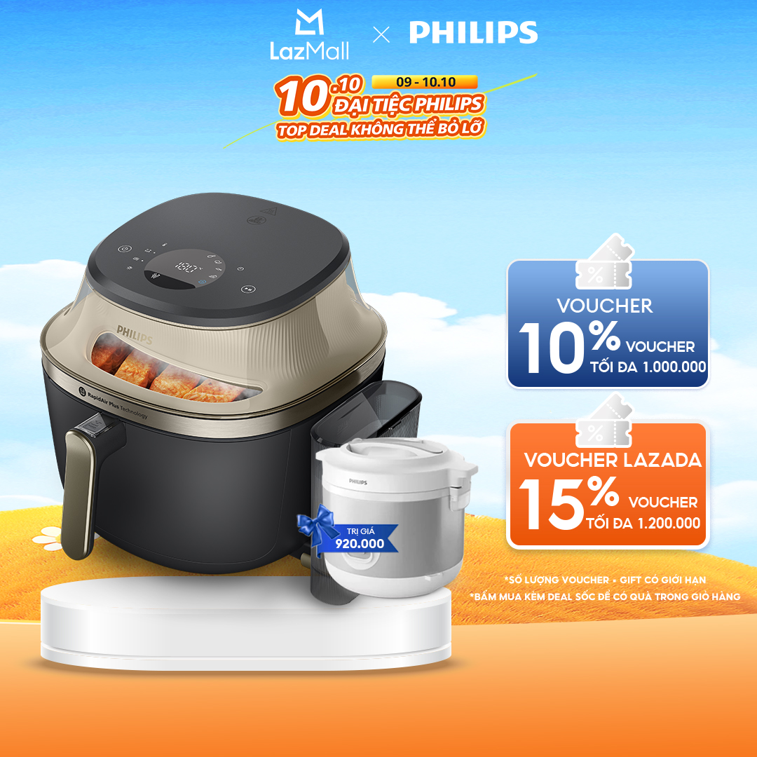 Nồi chiên không dầu Philips NA543/00 có chức năng hấp dung tích 7.2L