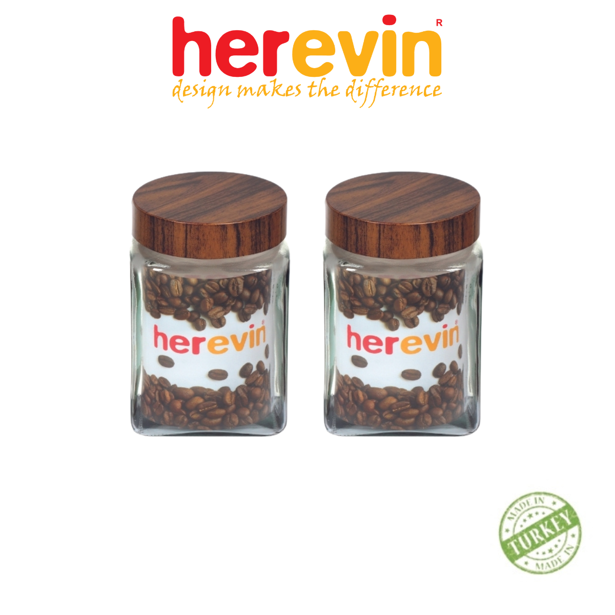 Hũ Thủy Tinh Herevin Vuông Nắp Woody 2L - HEHU231016-205