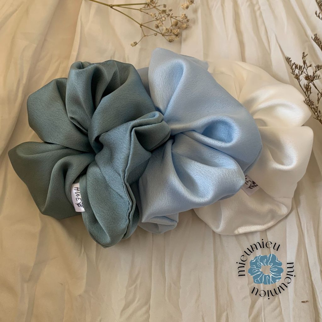 Cột tóc scrunchies handmade chất liệu lụa mềm mịn chun co giãn bảo vệ tóc S1002