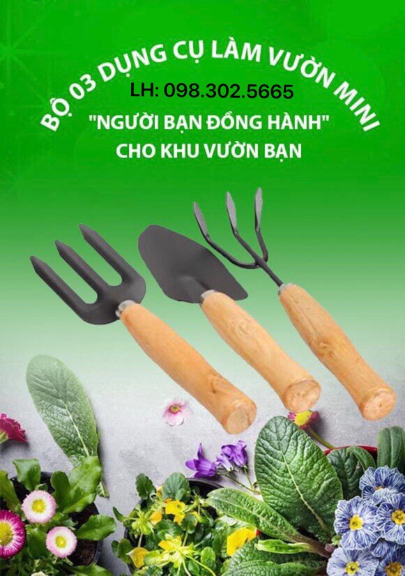 Bộ dụng cụ làm vườn cầm tay 3 món
