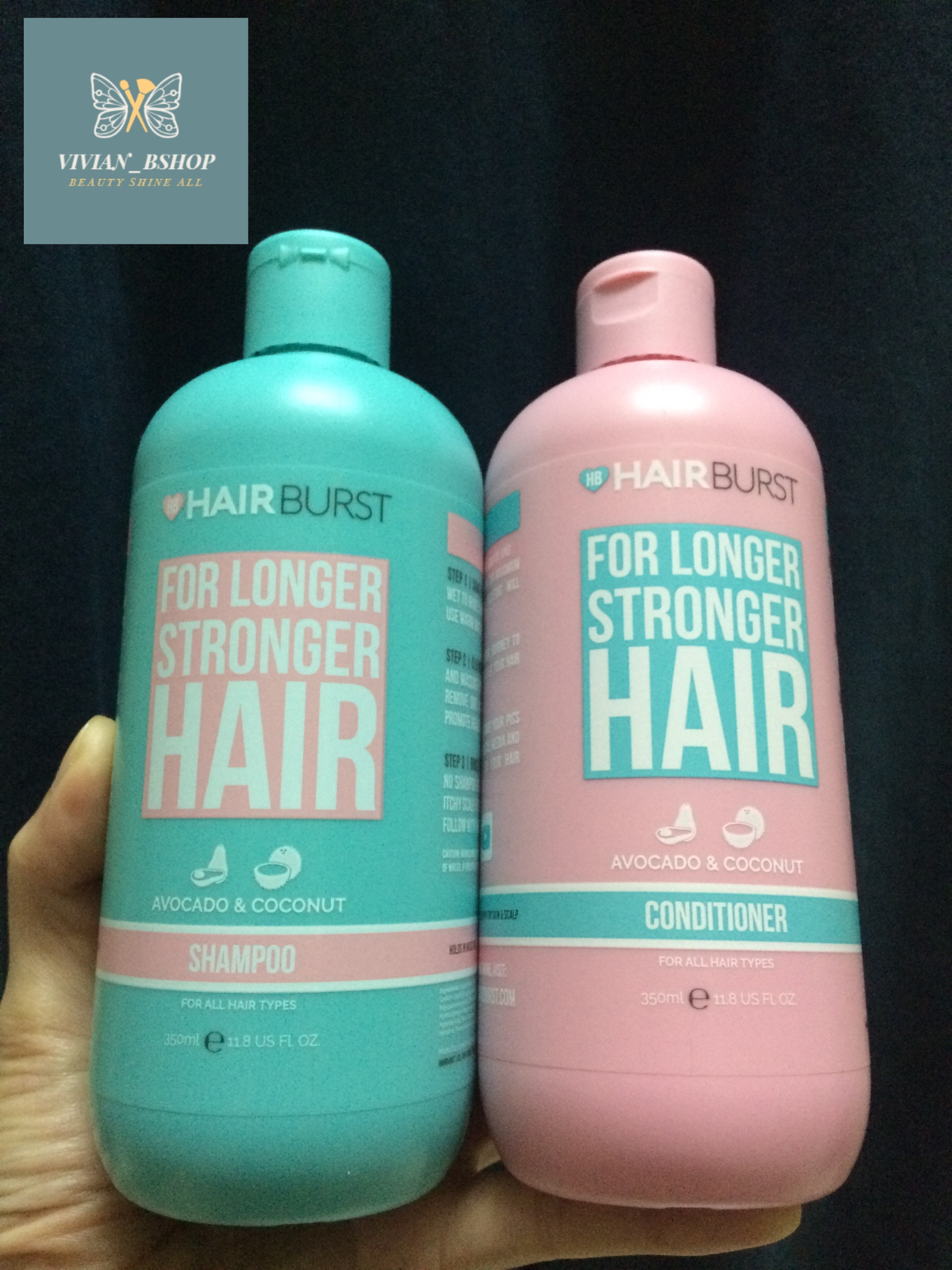 Bộ 2 chai dầu gội xả hairburst for longer stronger 350ml