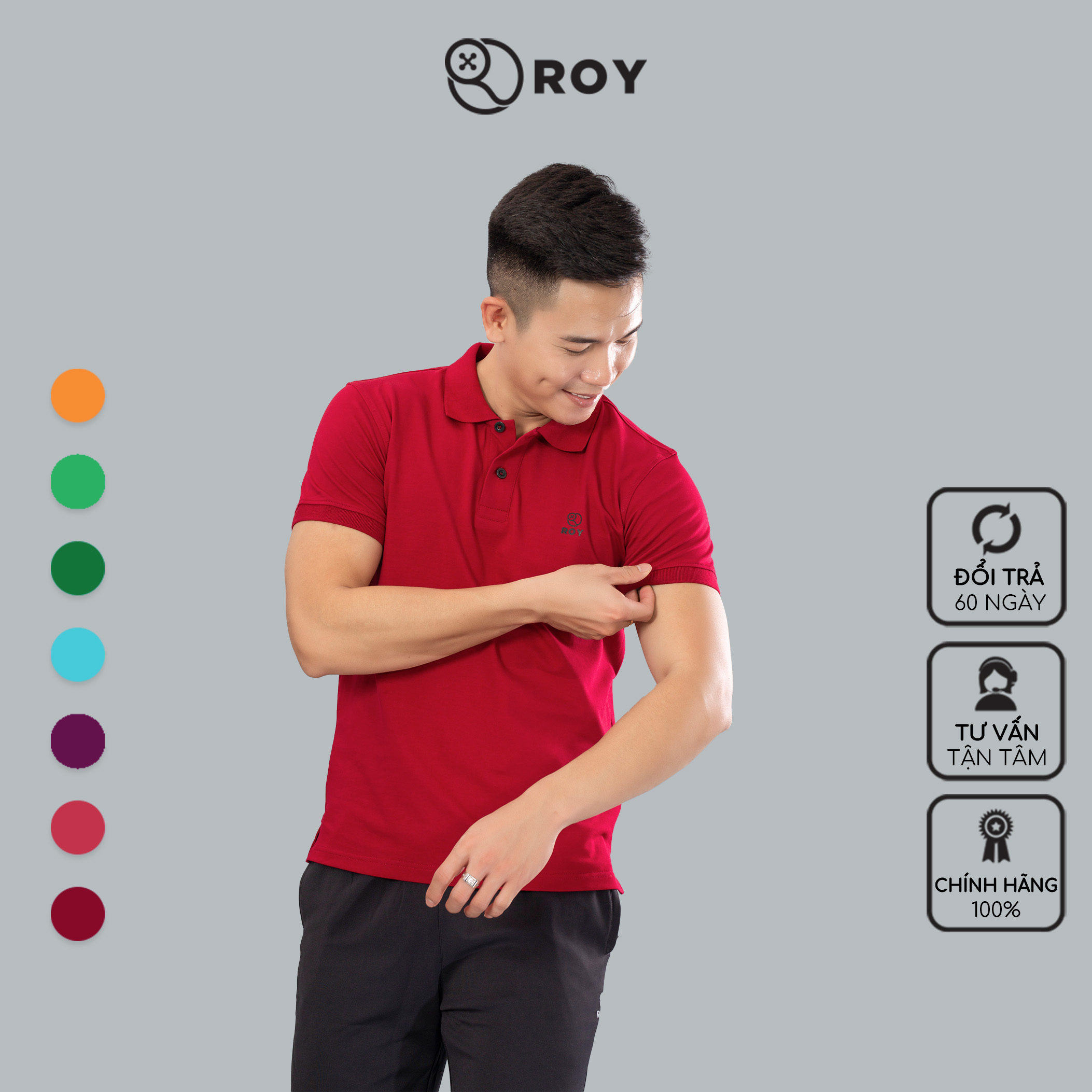 Áo thun polo ROY VN - Áo thun polo có cổ cao cấp, co giãn, kiểu dáng sang trọng Basics