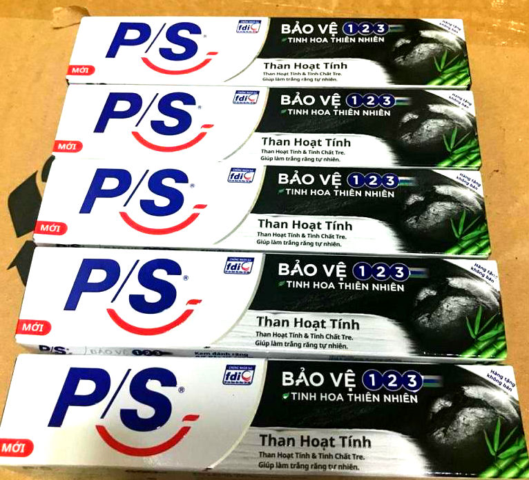 Combo 5 kem đánh răng p/s bảo vệ 123 than hoạt tính 180g