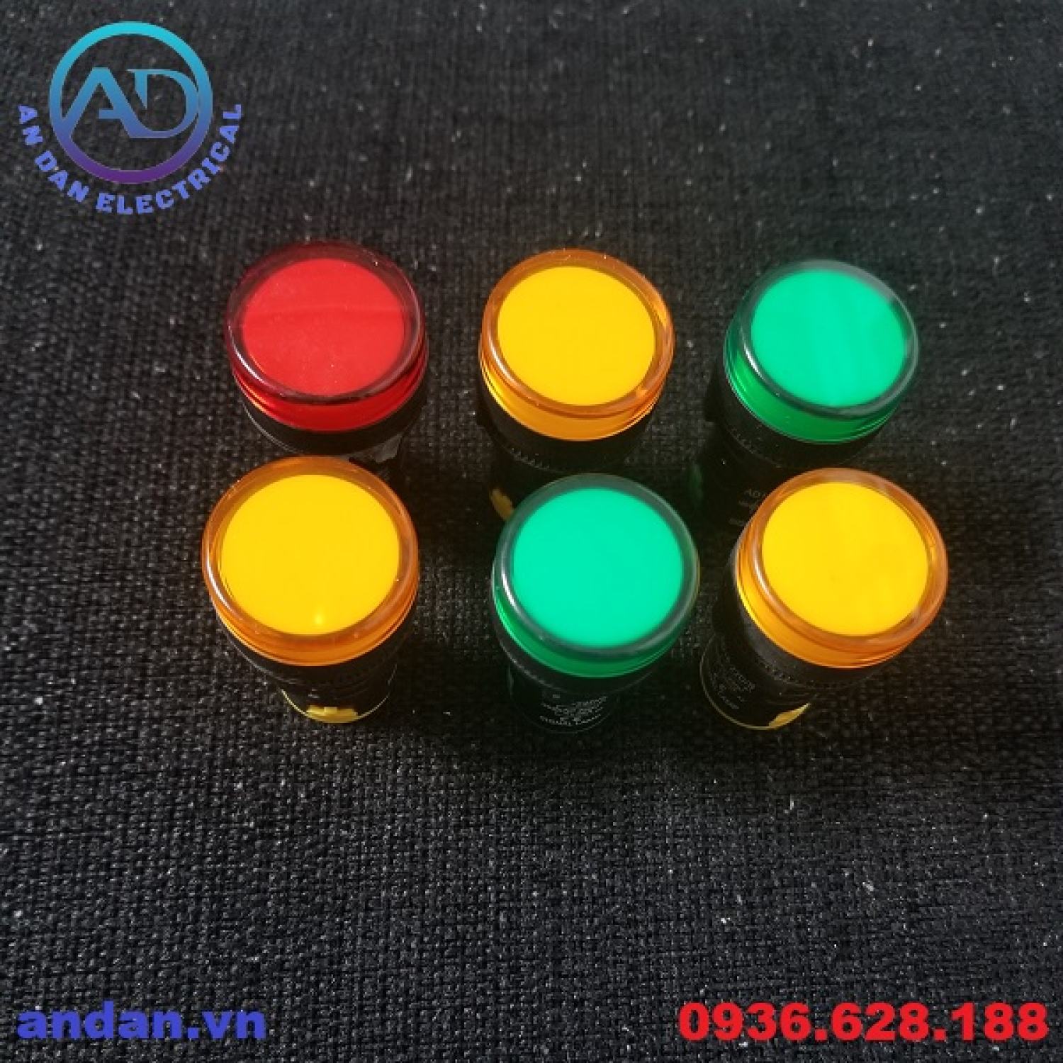 Đèn báo nguồn led phi 22 ad16-22ds , đèn báo pha