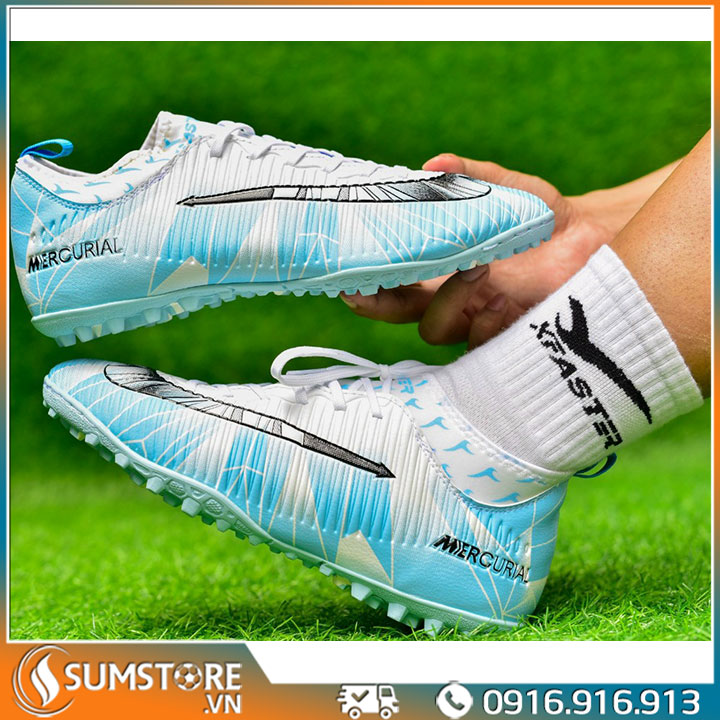 Giày Đá Banh Xfaster cao cấp CR7 cổ cao xanh dương - Sân Cỏ Nhân Tạo đã